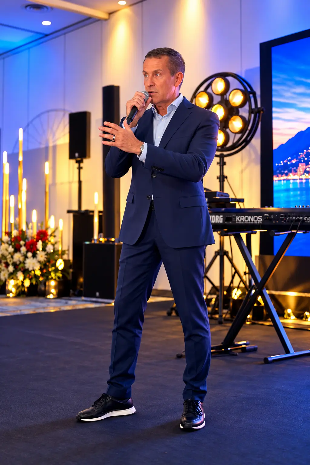 Speaker addressing the Summit audience on the event stage